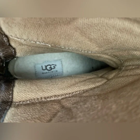 UGG Seldon Leather Boots Knee High Full Zip Brown Size 9 Althletic Calf - Picture 10 of 13